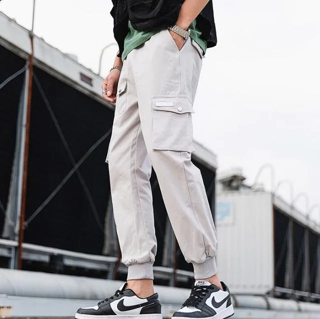 2020 Hip Hop Boy Multi-pocket Elastic Waist Design Harem Pant