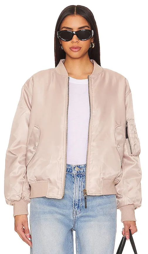 ANINE BING Leon Bomber in Metallic Neutral