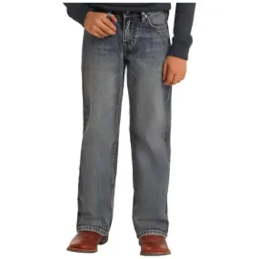 Boy's Rock and Roll Denim Regular Fit Rope Stitch Embroidered Bootcut Jeans BB0BD05592