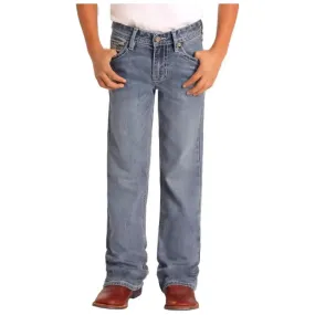 Boy's Rock and Roll Denim Regular Fit Straight Stitch Bootcut Jeans BB0BD04814
