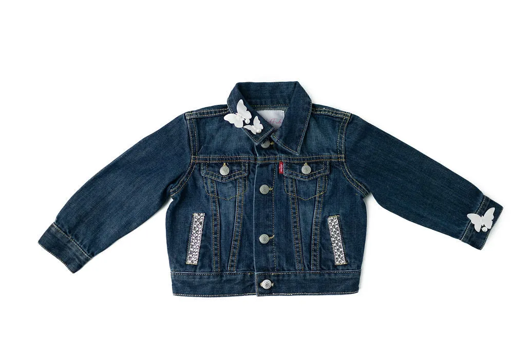 Butterfly Kisses Upcycled Denim Jacket- Kids