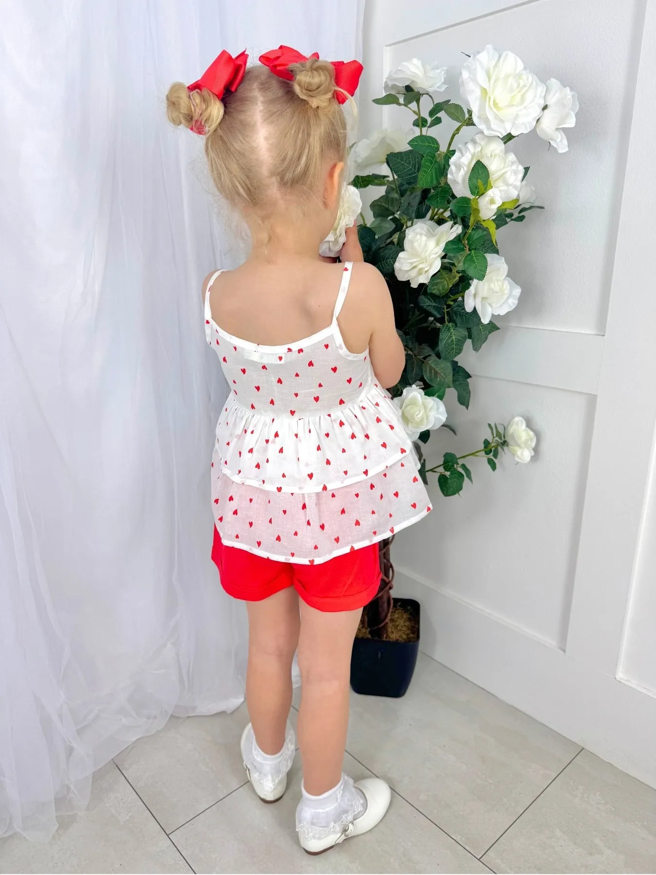 EMC Girls White & Red Loveheart Short Set