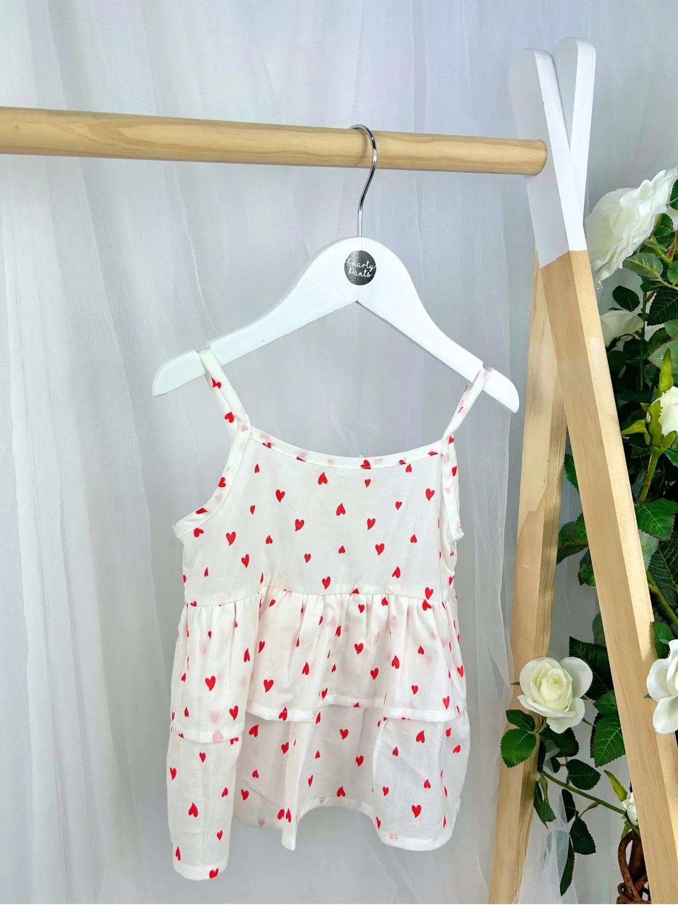 EMC Girls White & Red Loveheart Short Set