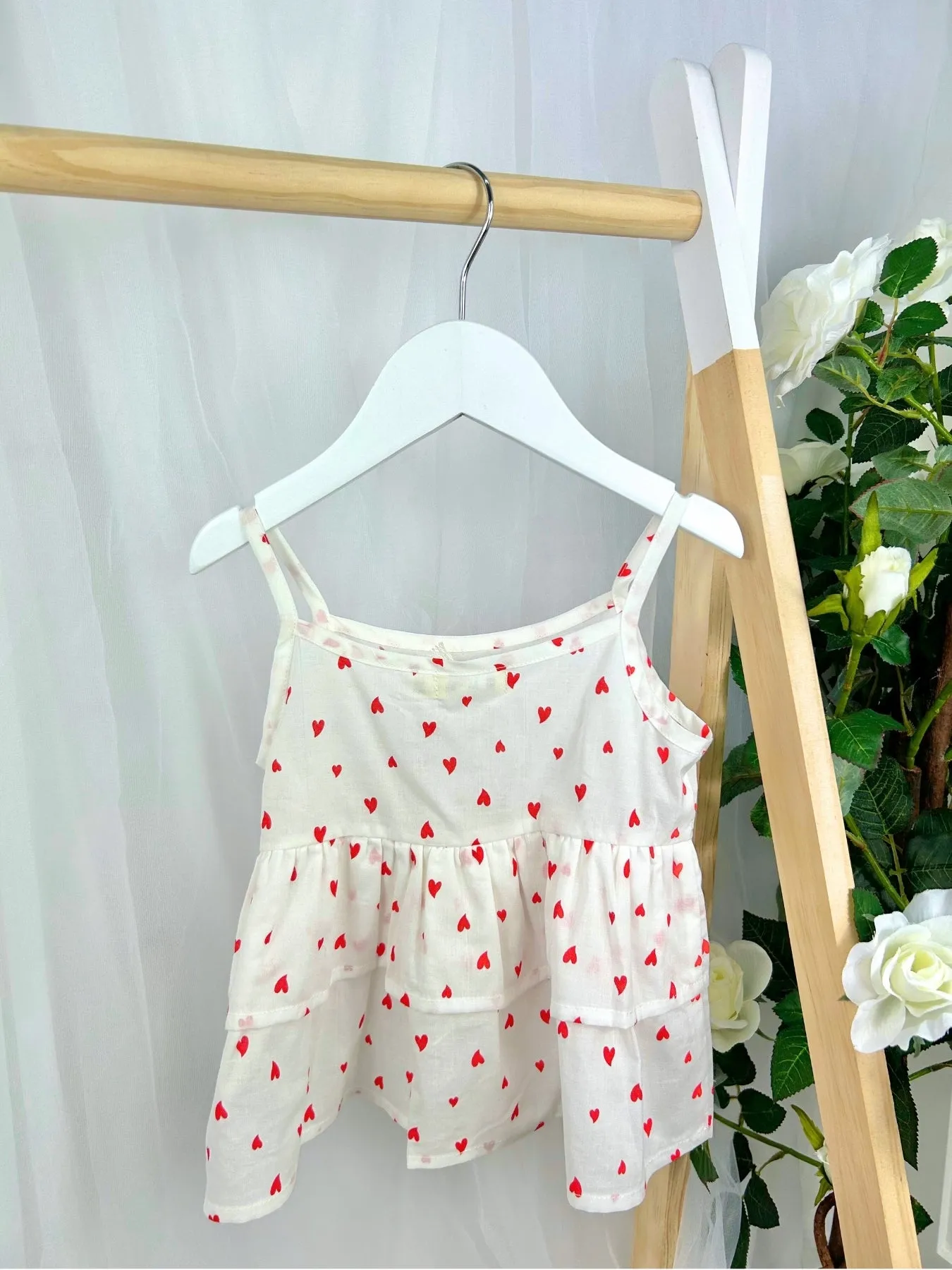 EMC Girls White & Red Loveheart Short Set