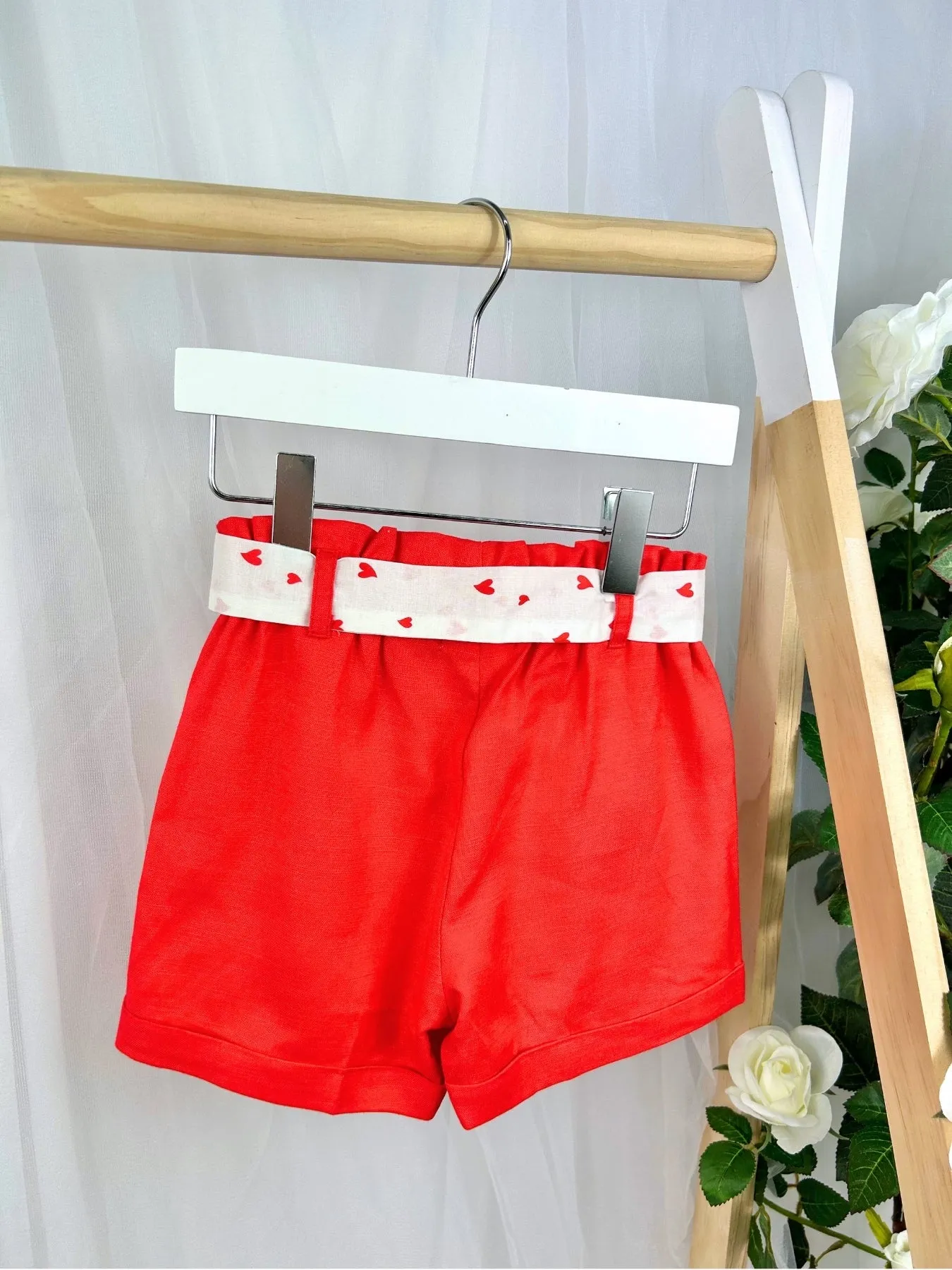 EMC Girls White & Red Loveheart Short Set