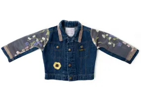 Flowers of Happiness Upcycled Denim Jacket - Kids