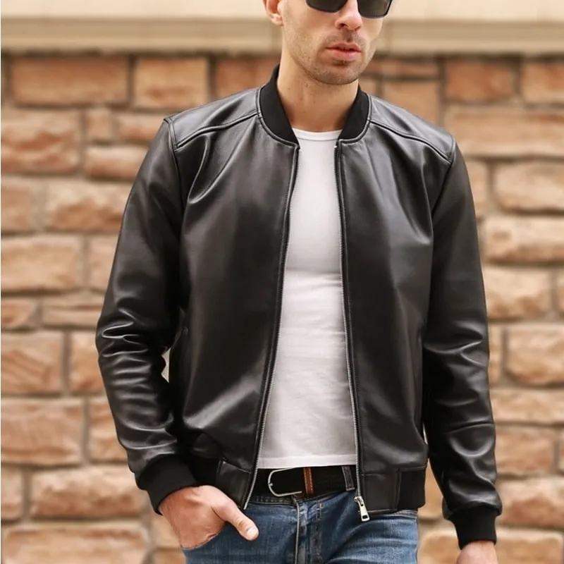 Genuine Leather Bomber Jacket