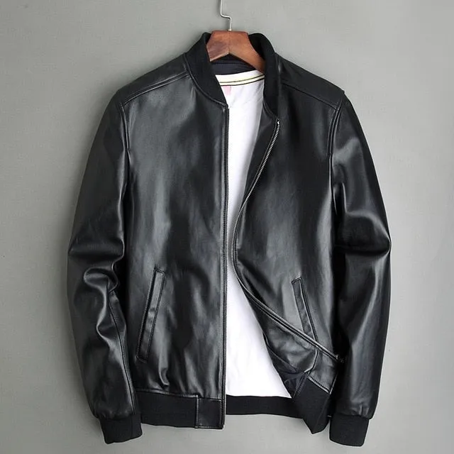 Genuine Leather Bomber Jacket