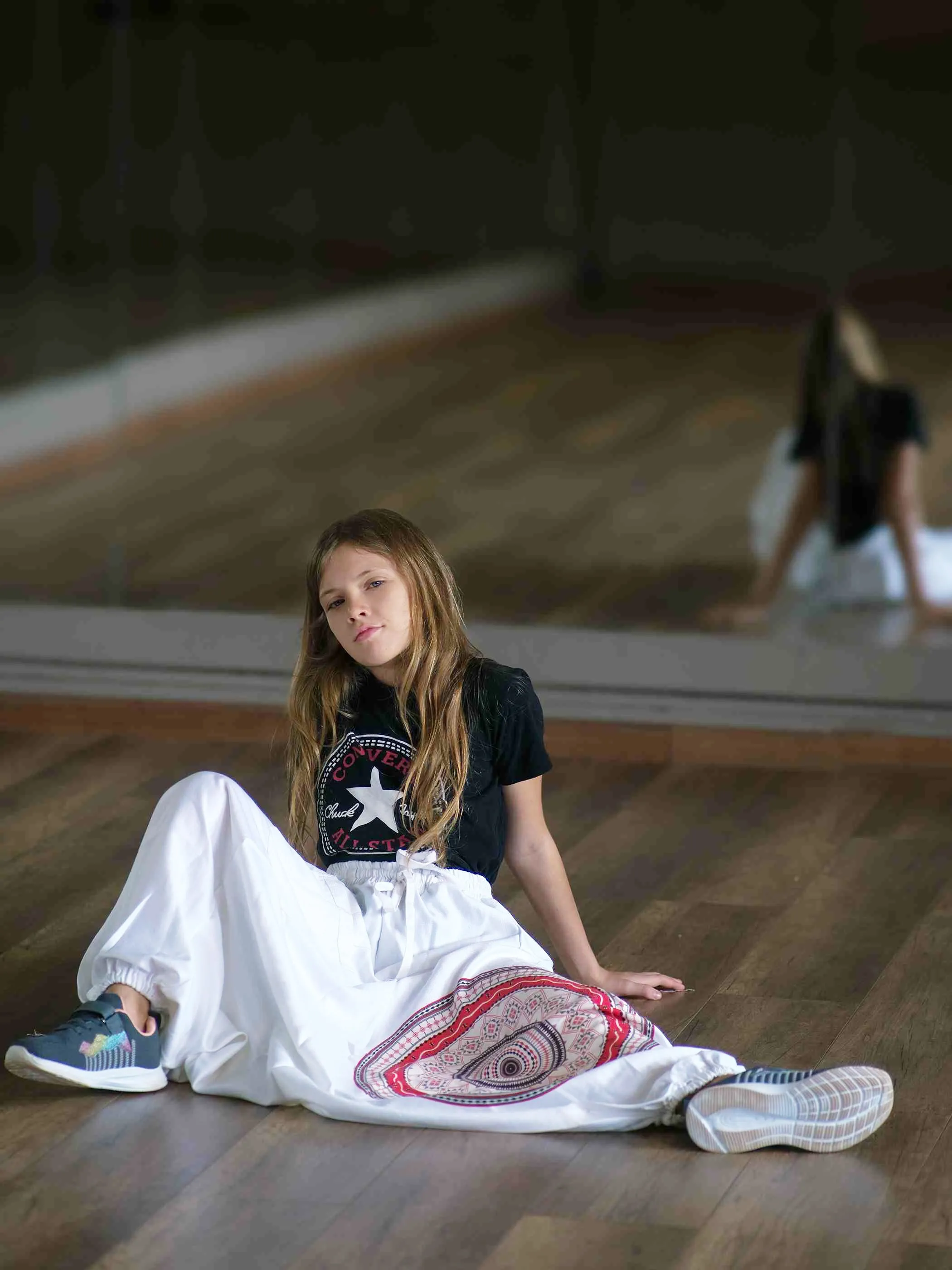 Girl's Kids White Mandala Dhoti Baggy Harem For Dance