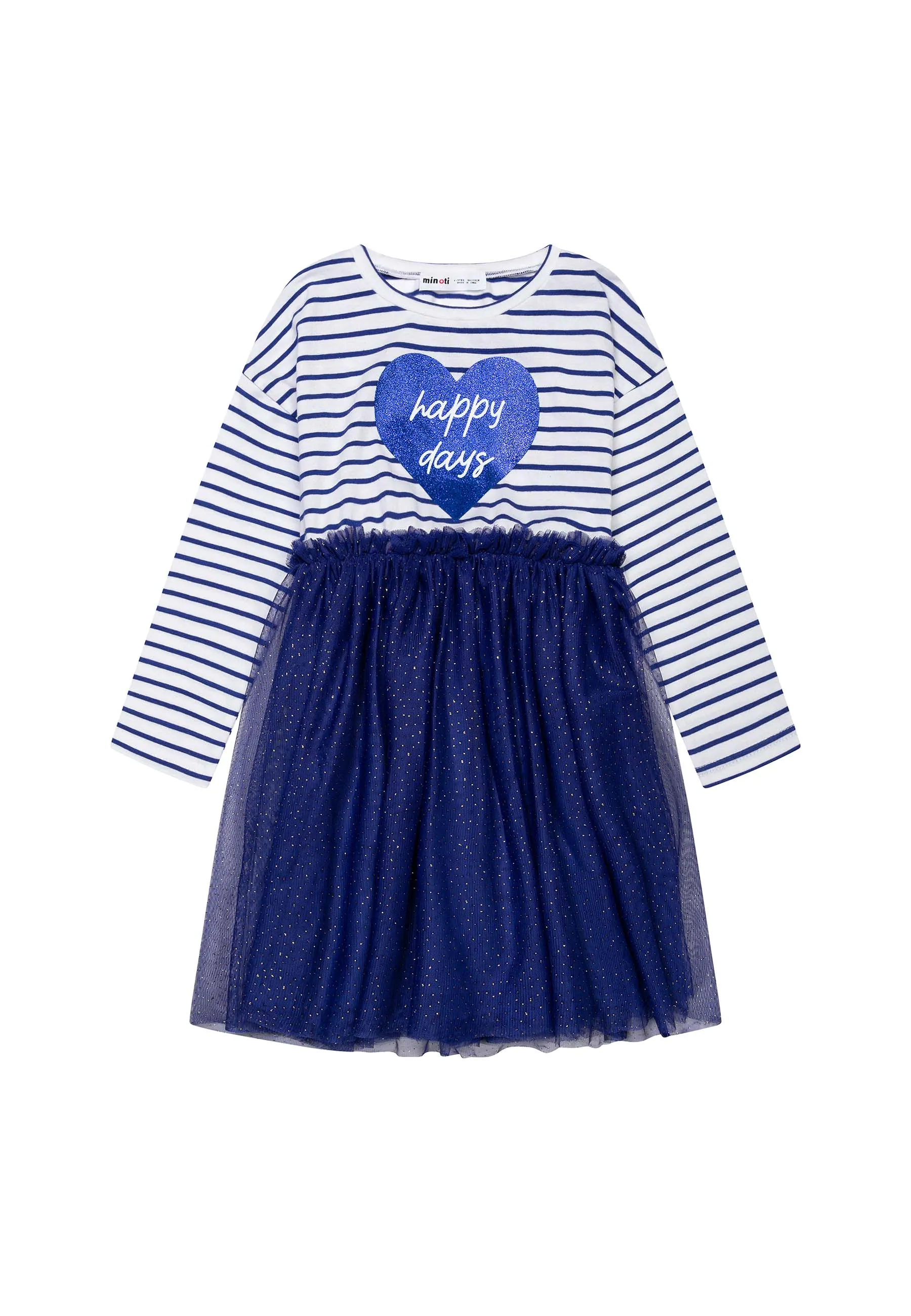 Girls Striped Dress With Net Skirt