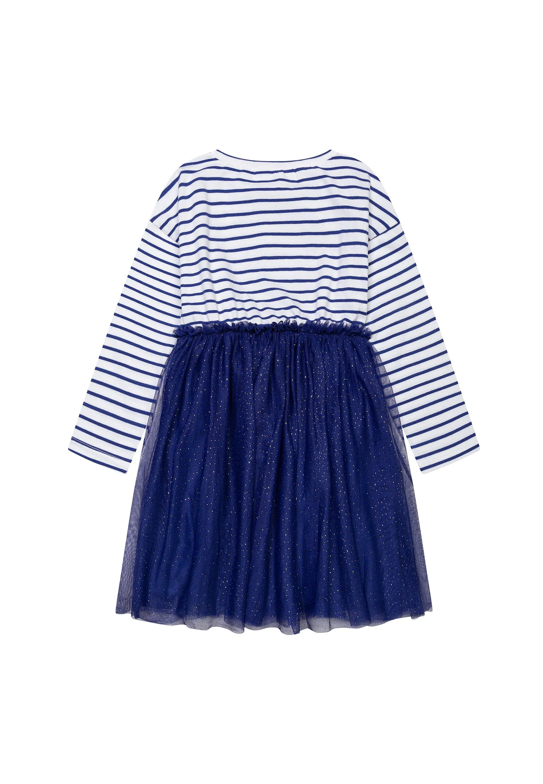 Girls Striped Dress With Net Skirt