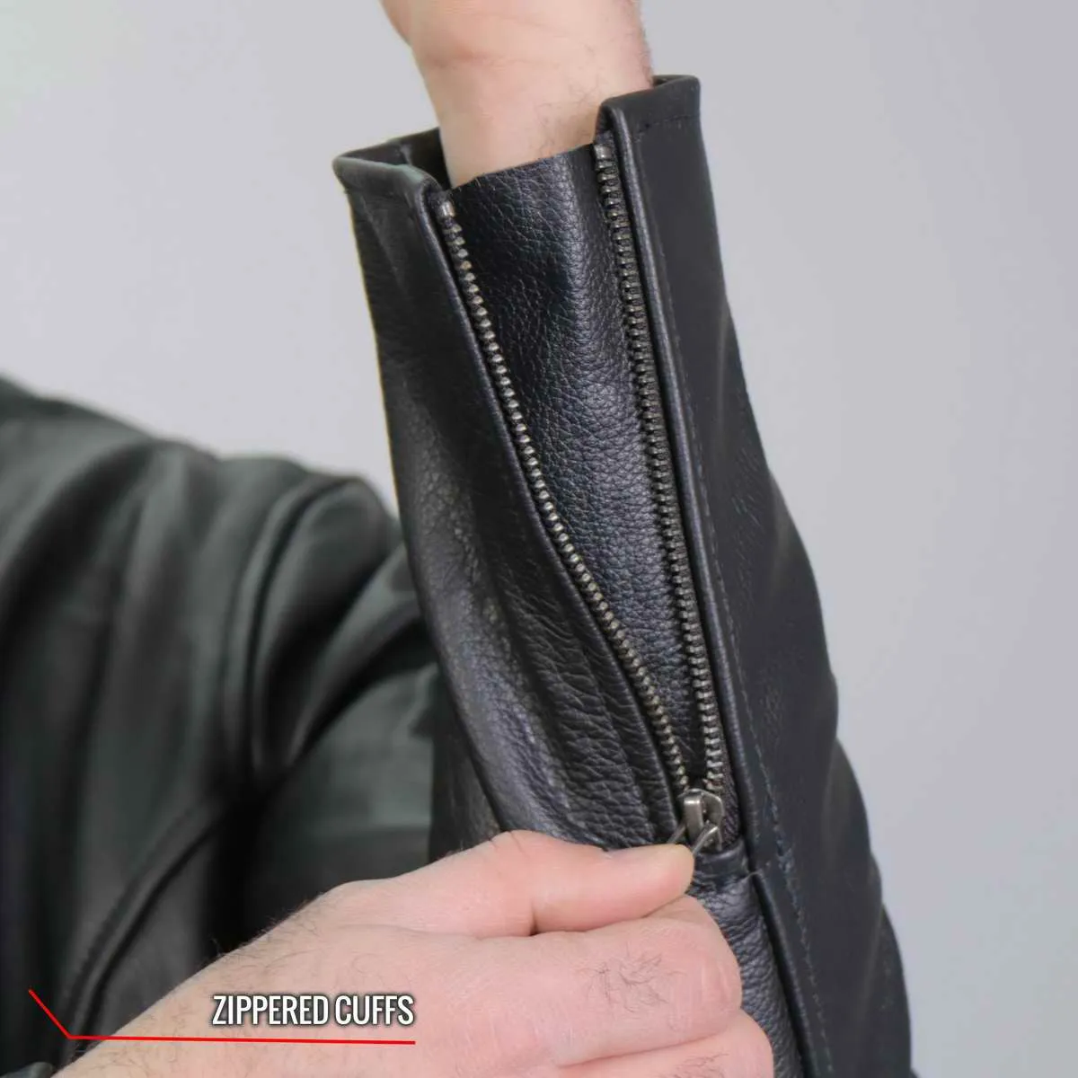 Hot Leathers JKM1027 Mens Black Carry and Conceal Leather Jacket