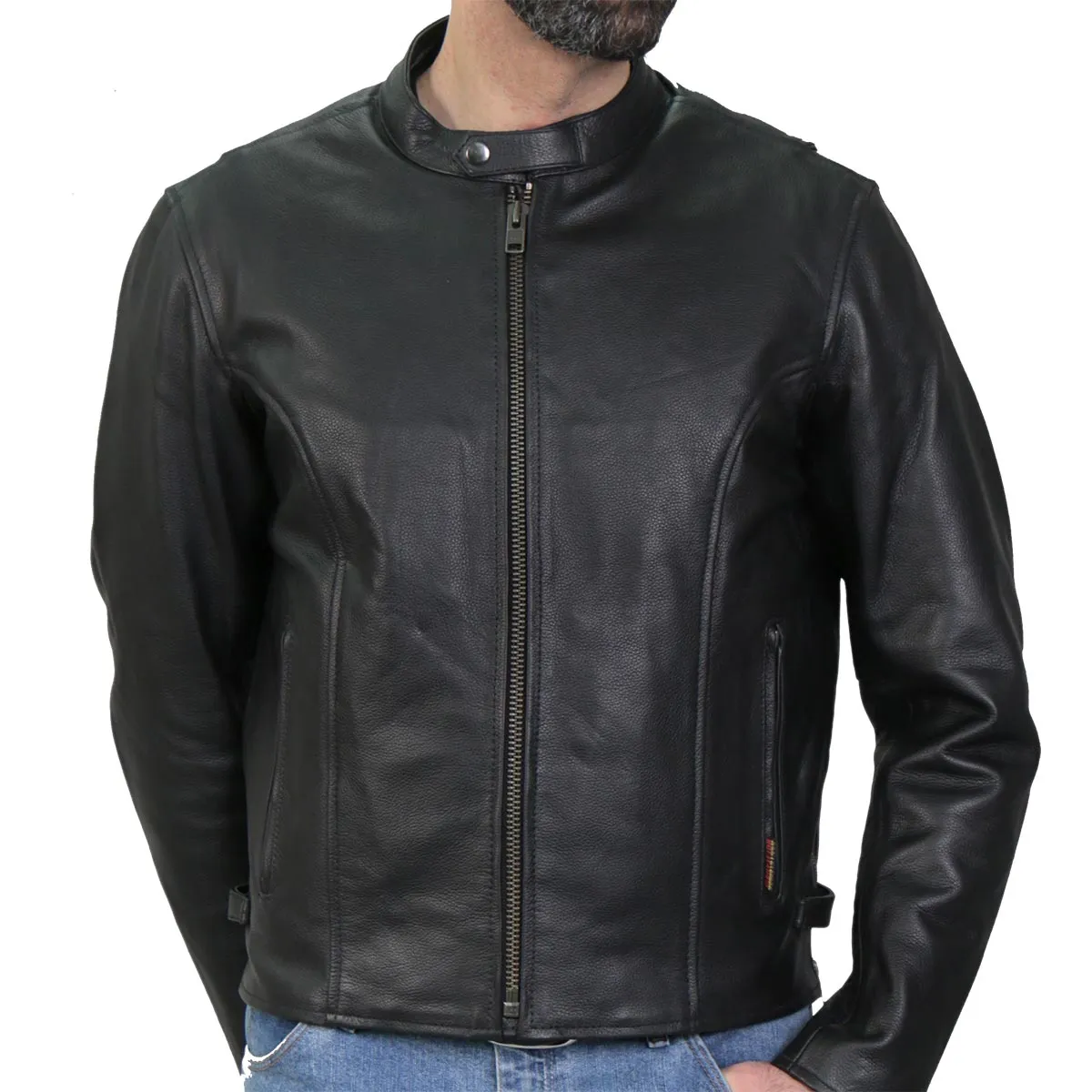 Hot Leathers JKM1027 Mens Black Carry and Conceal Leather Jacket