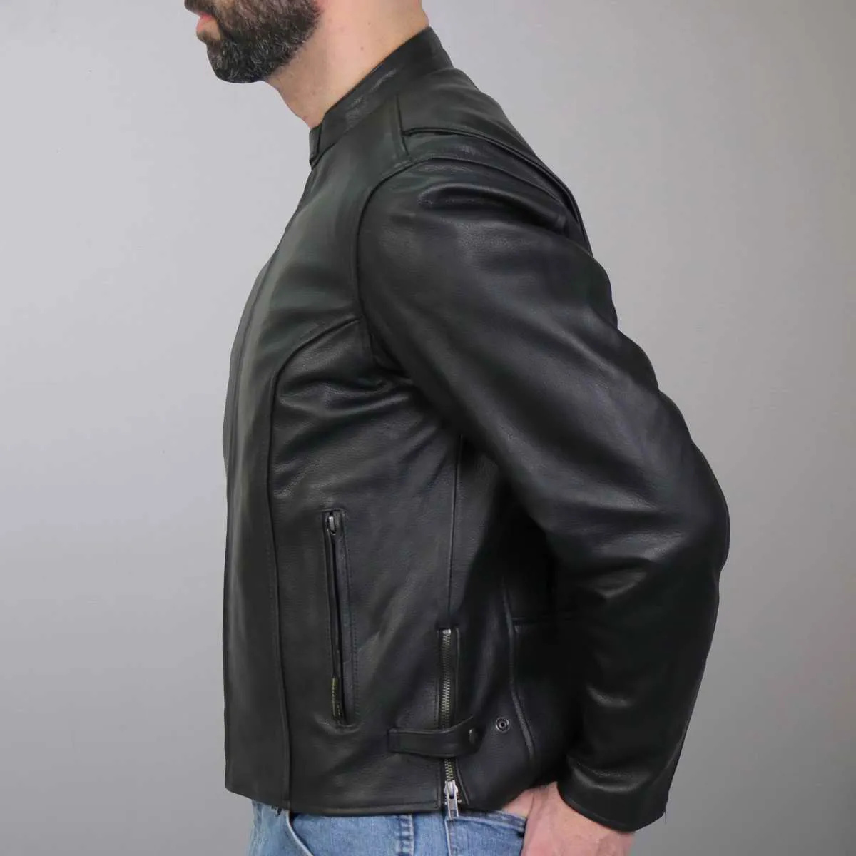 Hot Leathers JKM1027 Mens Black Carry and Conceal Leather Jacket