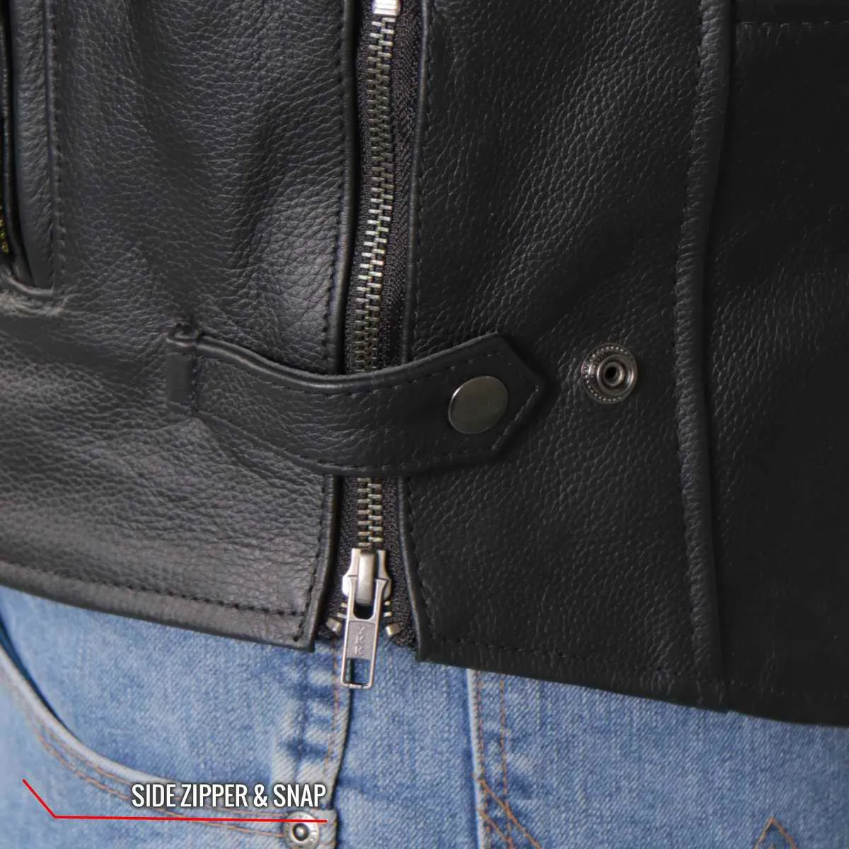 Hot Leathers JKM1027 Mens Black Carry and Conceal Leather Jacket