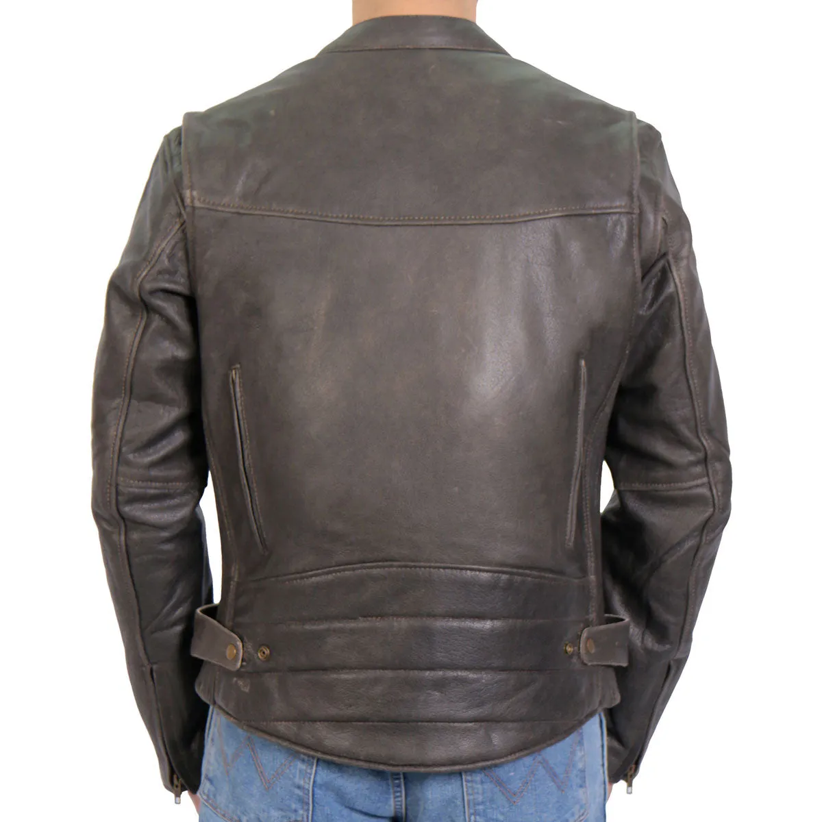 Hot Leathers JKM1029 Mens Distress Brown Carry and Conceal Leather Jacket