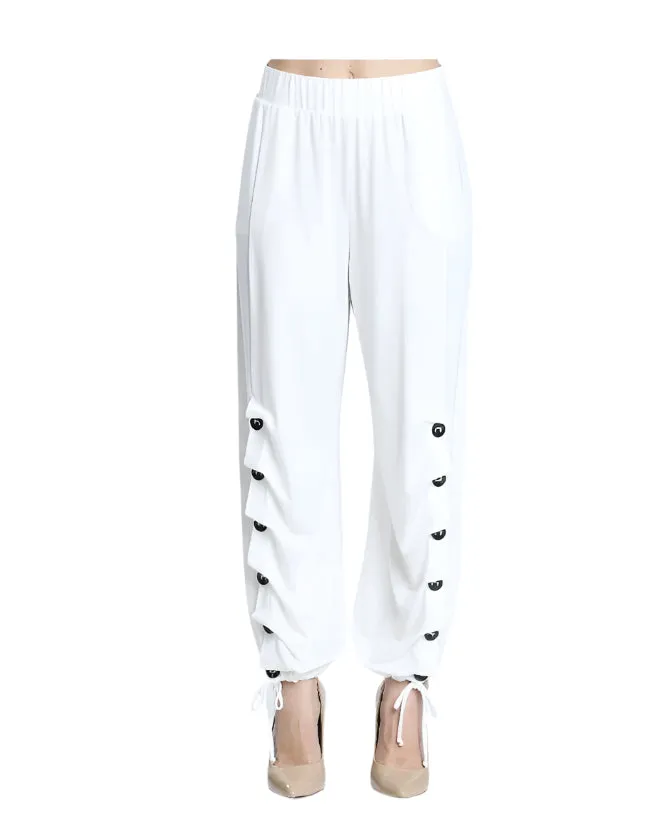 IC Collection Button Detailed Harem Pant in Ivory - 6900P-IV - Sizes L - XXL