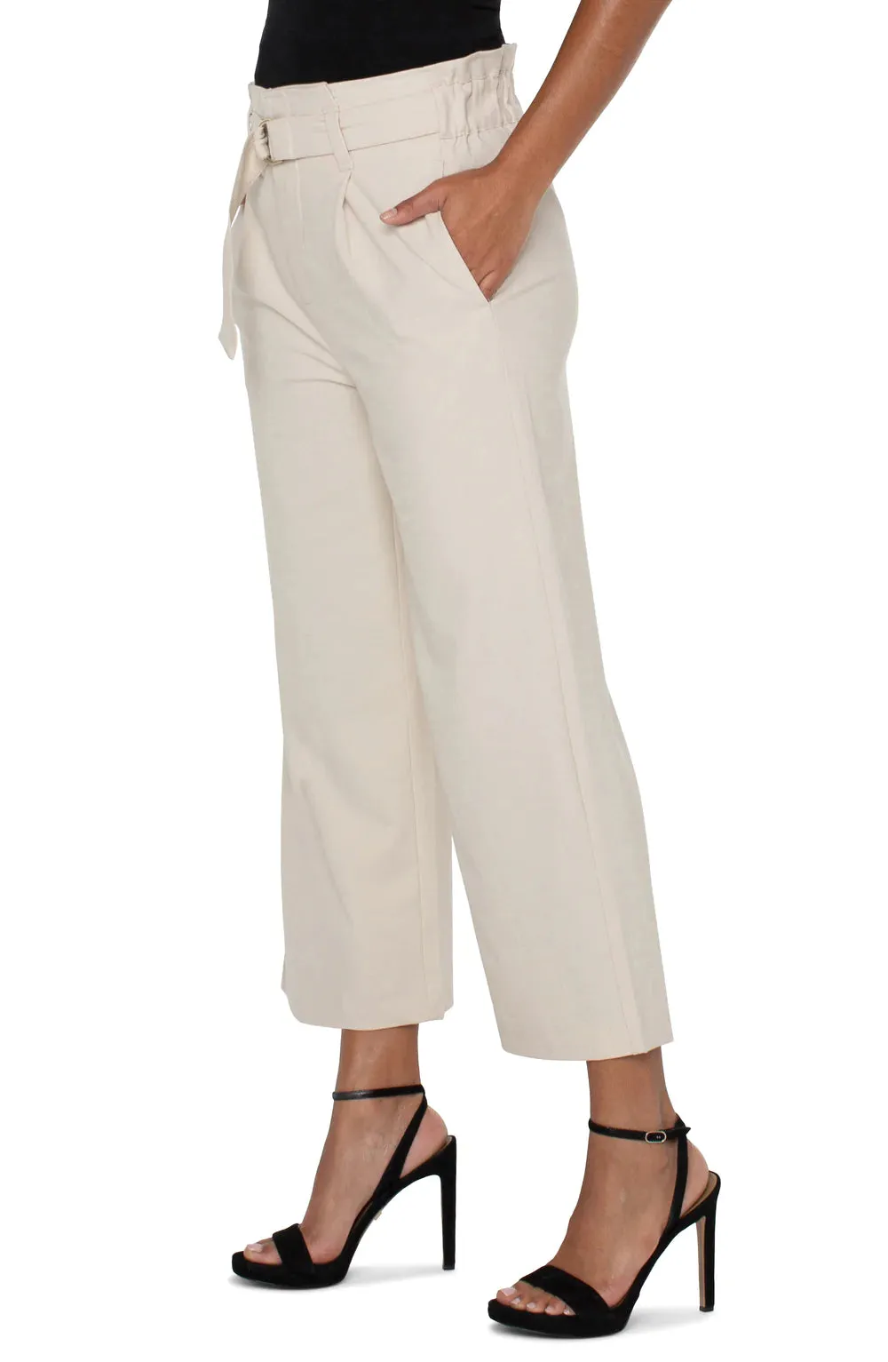 LP4481 Belted Paperbag Wide Leg Crop