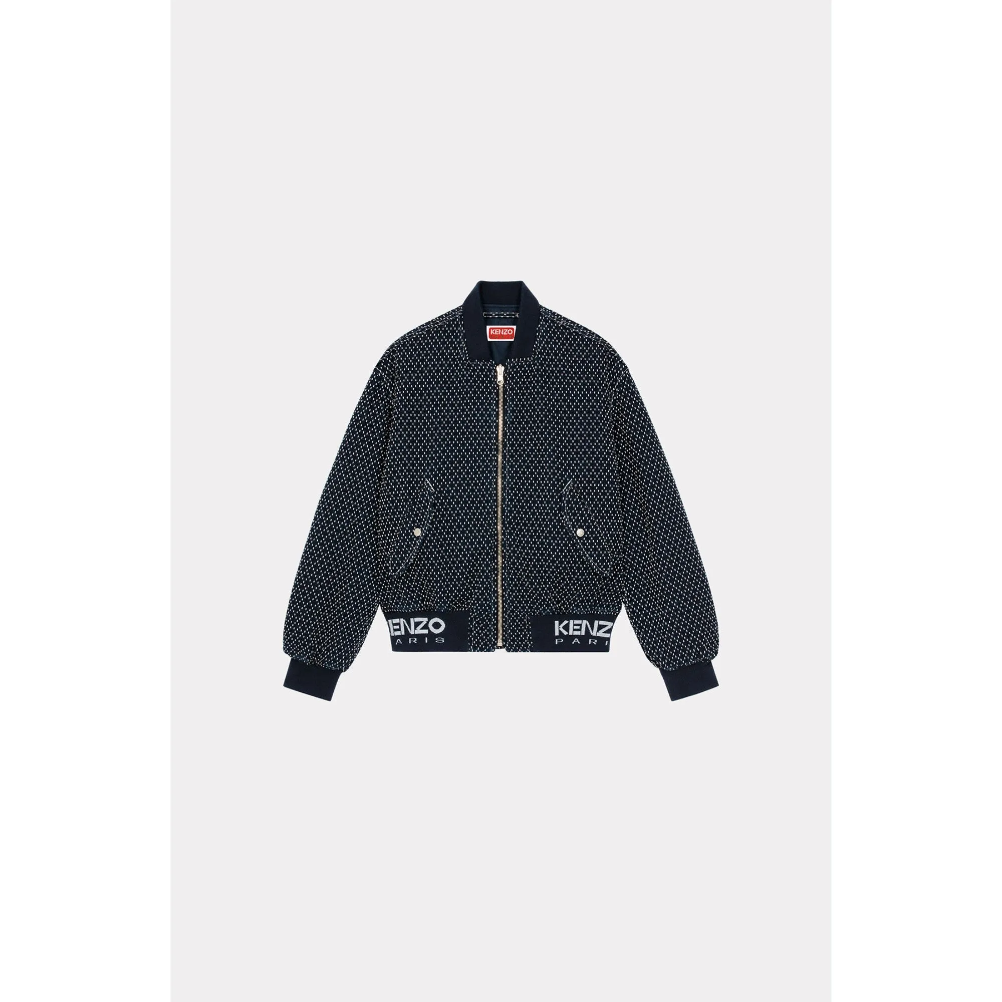 Men Kenzo Sashiko Stitch Bomber - Rinse Blue Denim