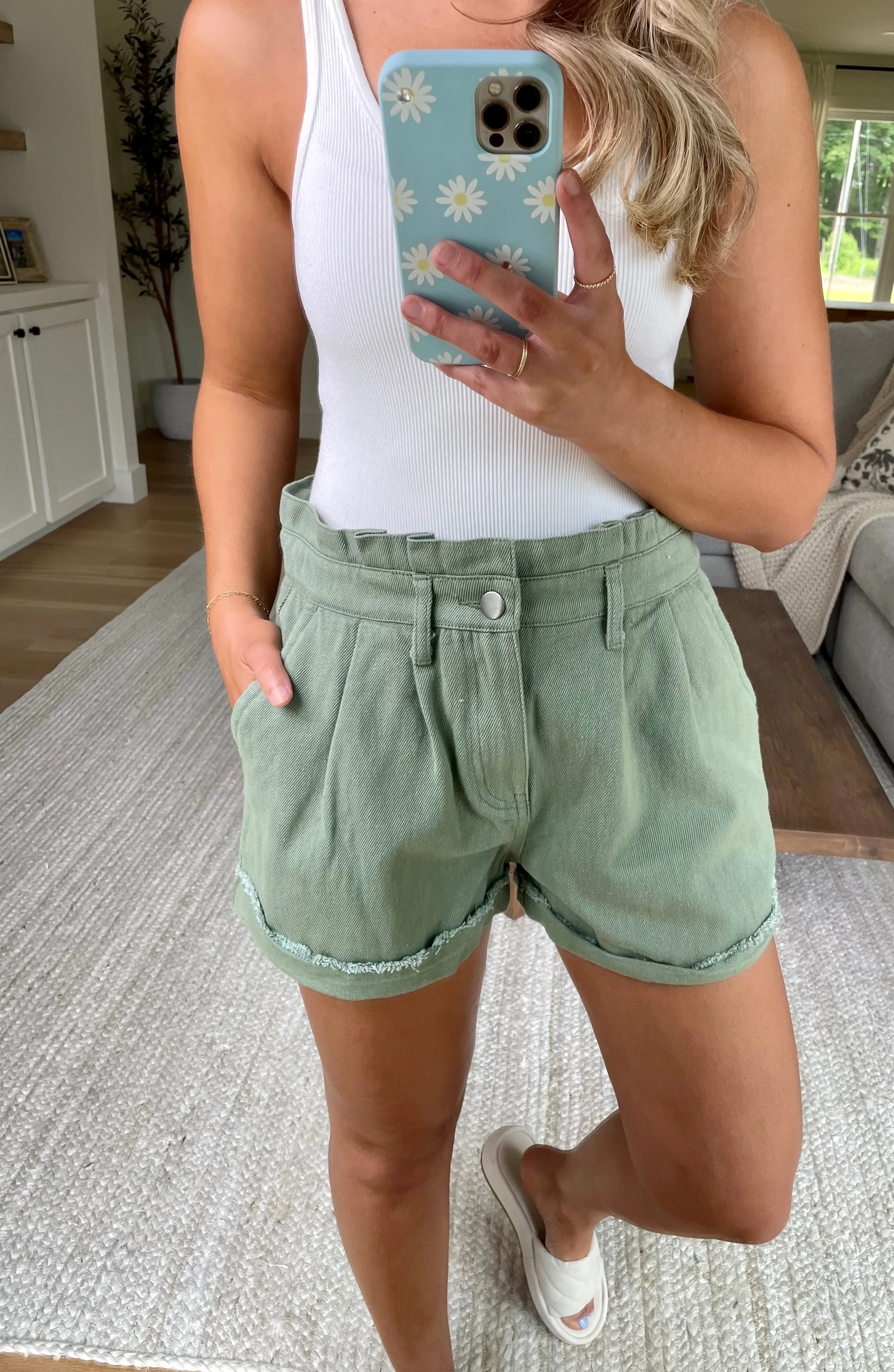 Olive Paperbag Shorts