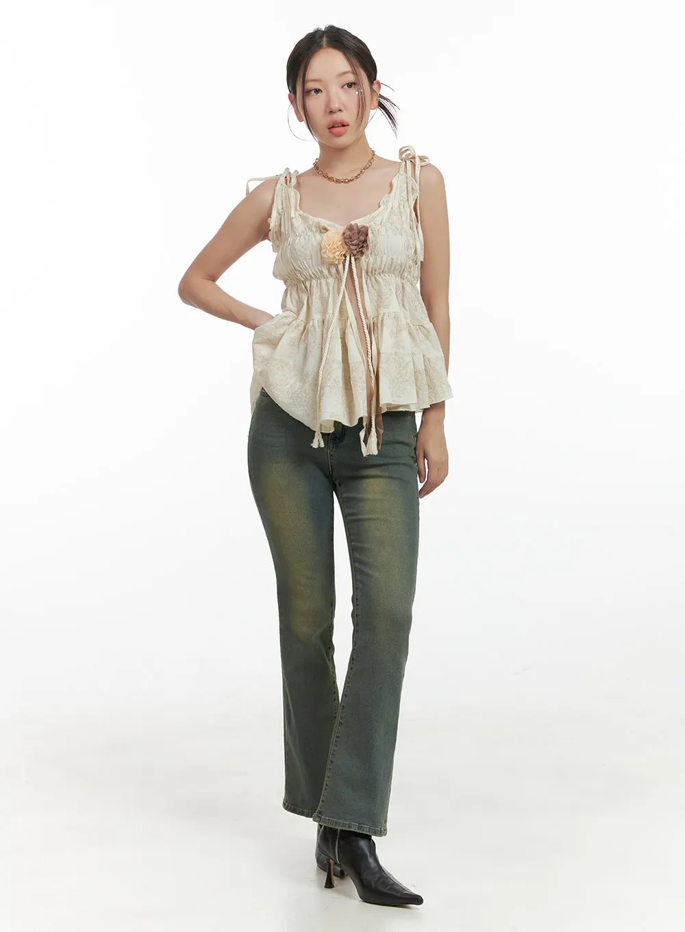 Pamela Belt Bootcut Jeans OG407