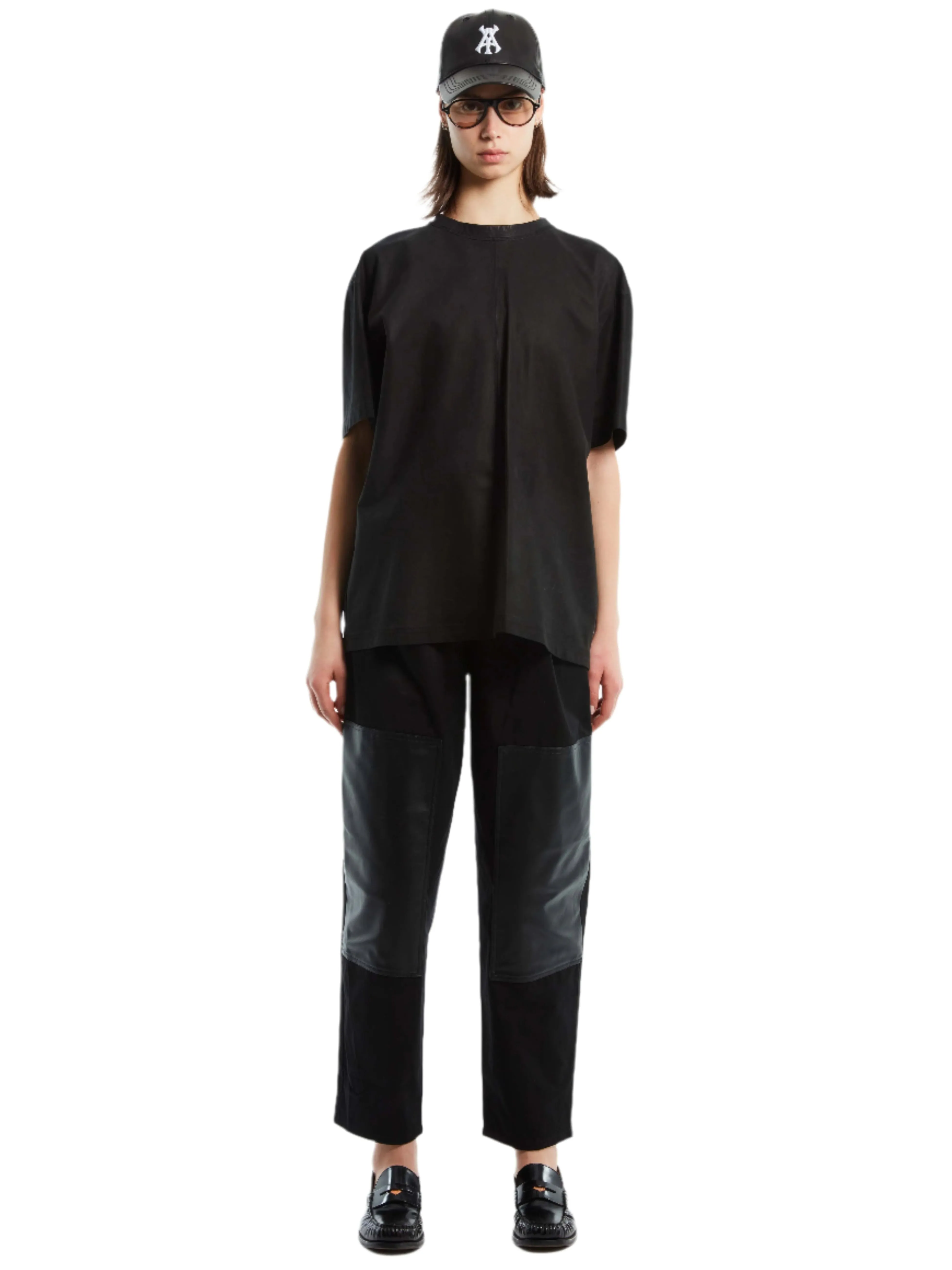 PAPERBAG PANT WITH LEATHER KNEE PATCH