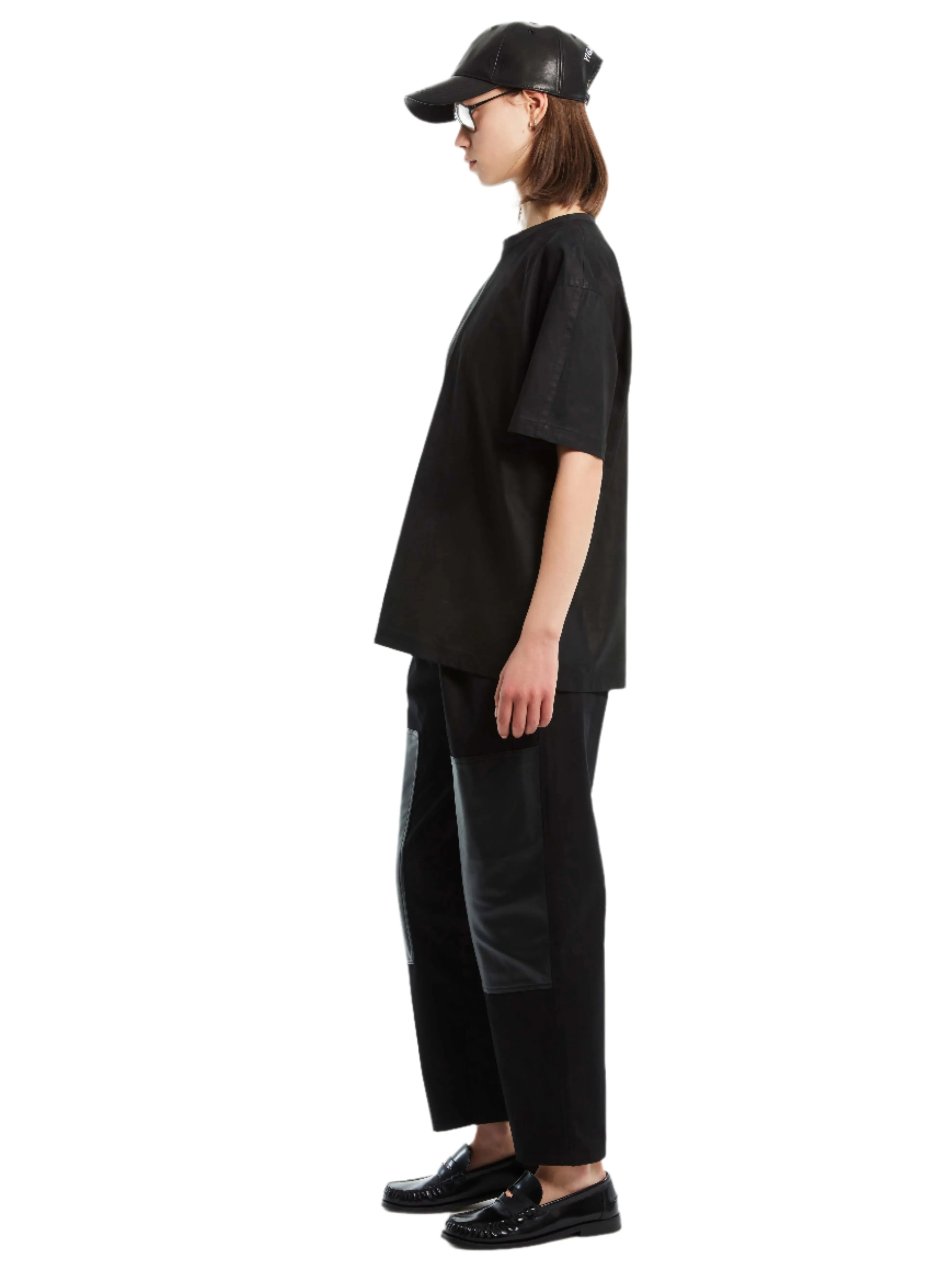 PAPERBAG PANT WITH LEATHER KNEE PATCH