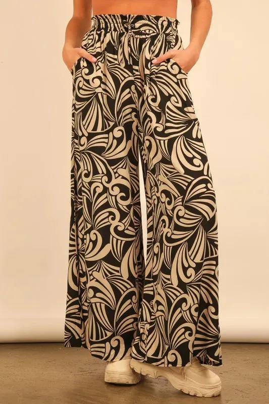 Printed Wide Leg Pants