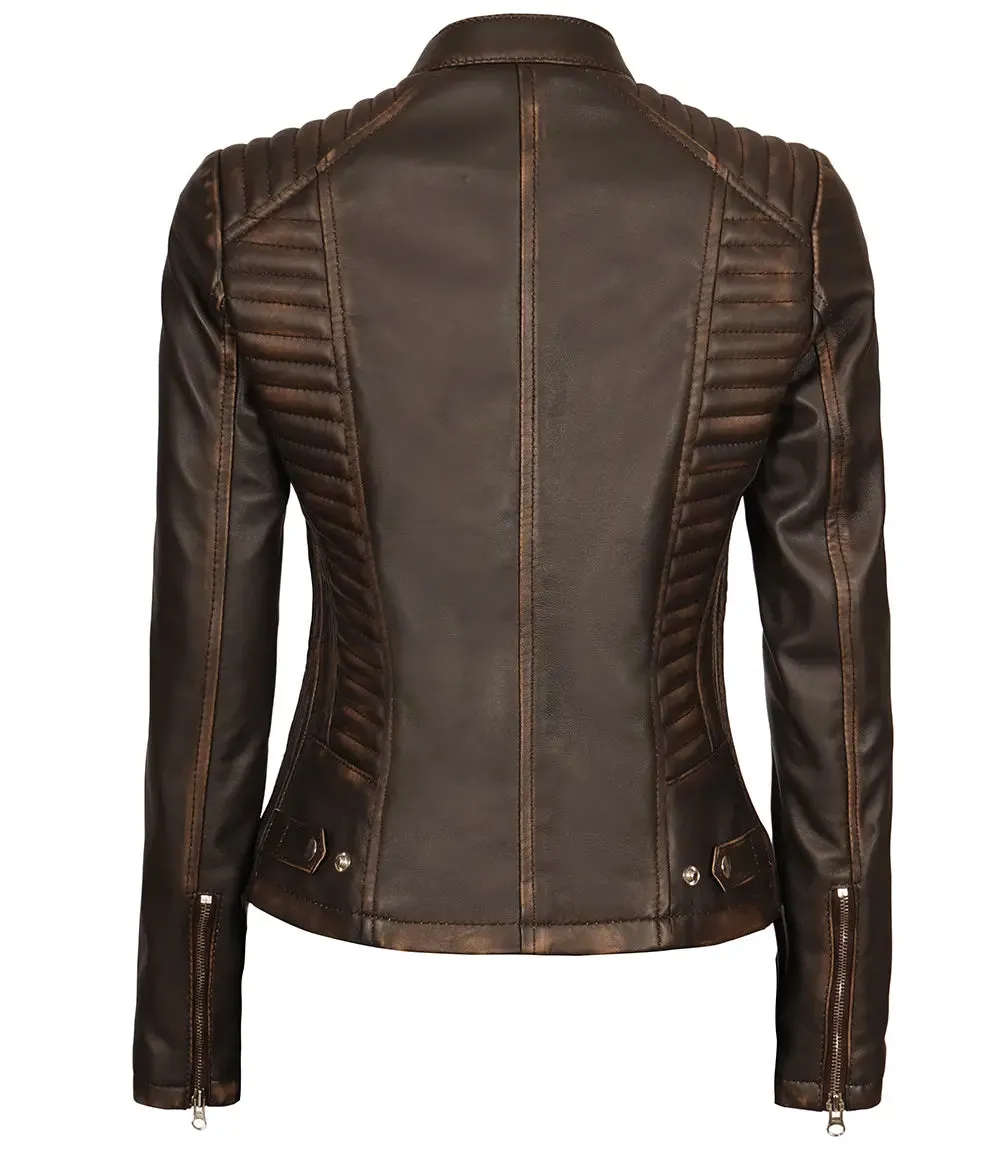 Rachel Womens Dark Brown Leather Jacket