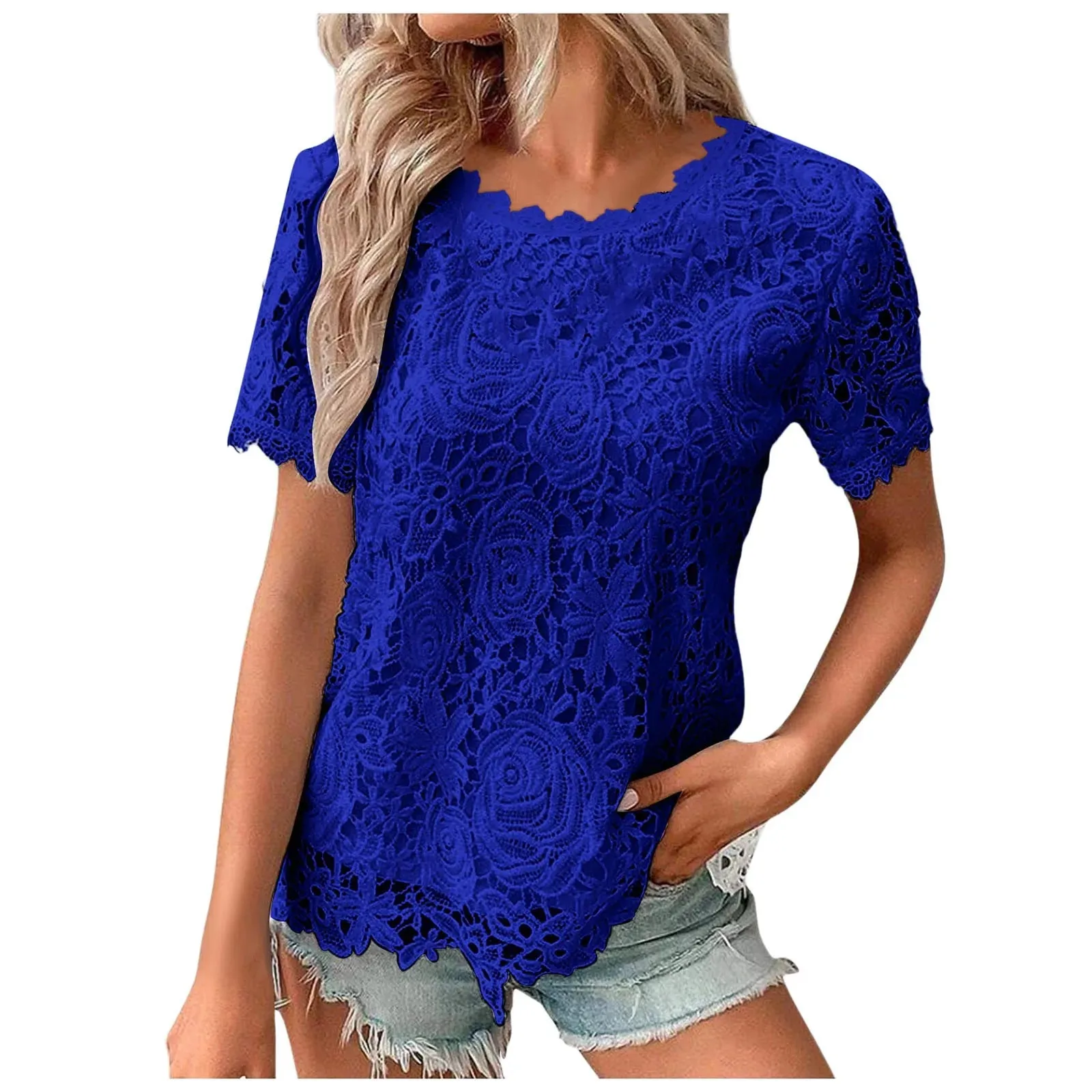 Solid Color Round Neck Short Sleeve Shirt