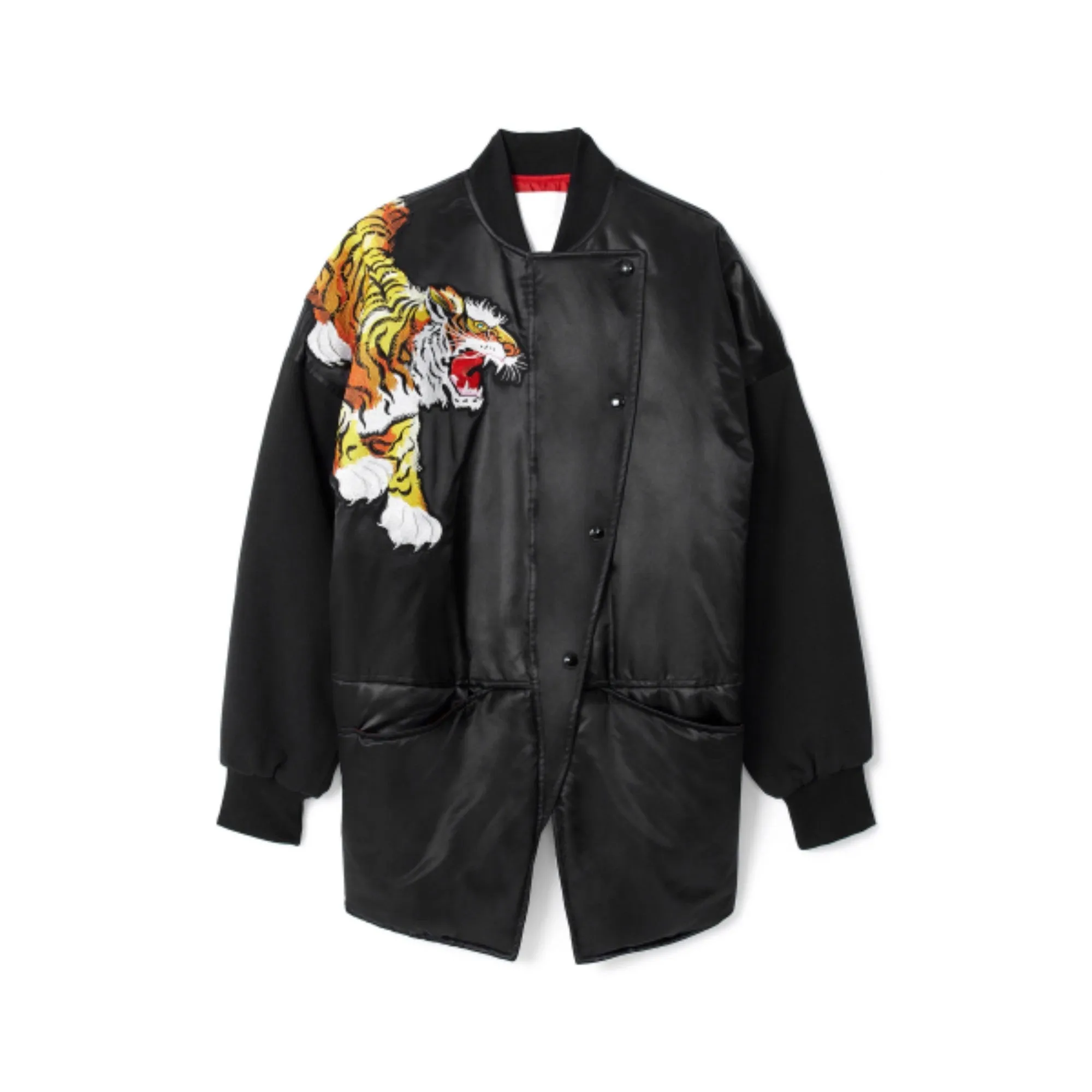 Women Satin Bomber - Black